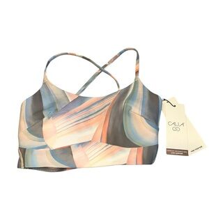 CALIA by Carrie Underwood Energize Crossback Bra Pink and Blue Sports Bra